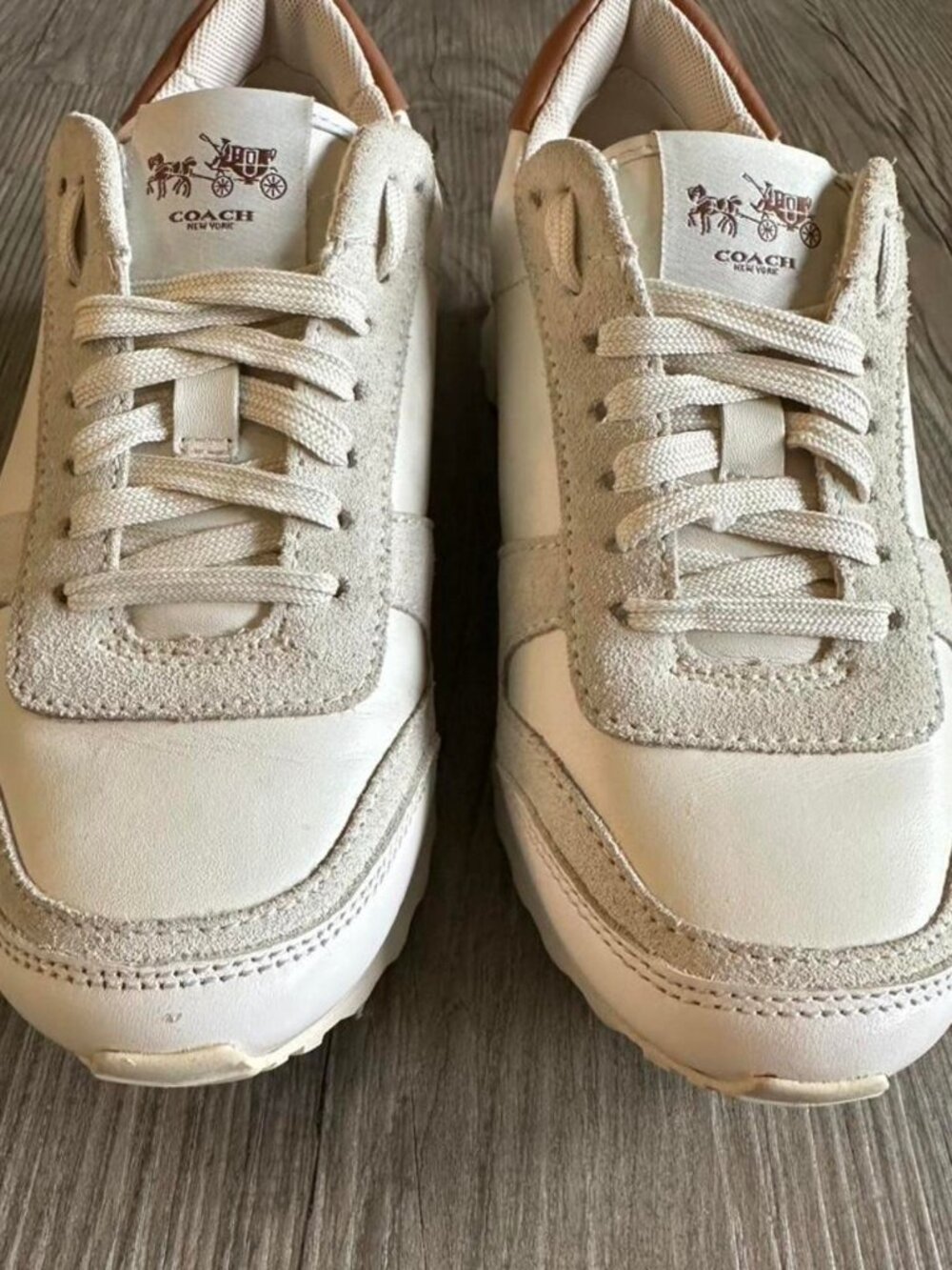 Vintage Coach cream color leather/suede moonlight sneakers.
